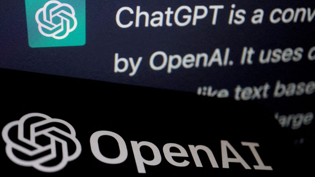 FILE PHOTO: The logo of OpenAI is displayed near a response by its AI chatbot ChatGPT on its website, in this illustration picture taken February 9, 2023. REUTERS/Florence Lo/Illustration/File Photo